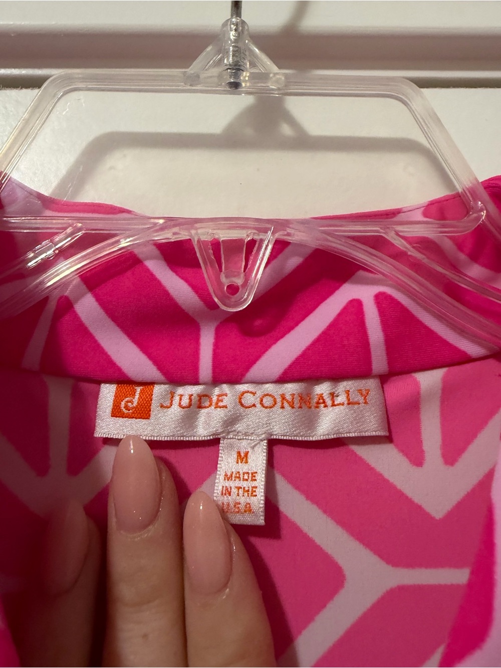 Jude Connally Pink Geometric Shift Dress Sleeveless Split V-Neck Size Medium - Picture 6 of 7